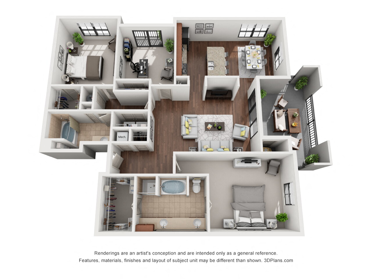 Floor plan for 3 beds, 2 baths, 1471 sqft